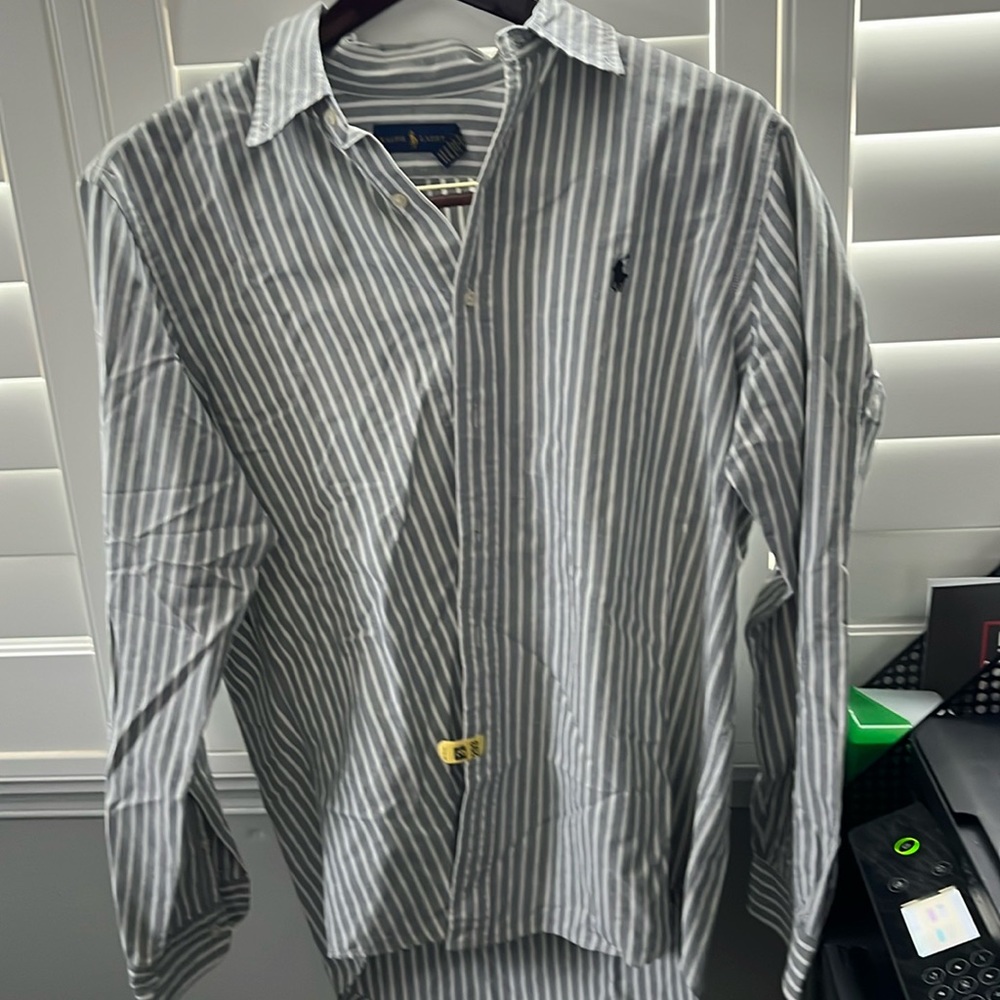 Ralph Lauren, gray and white button-down size large